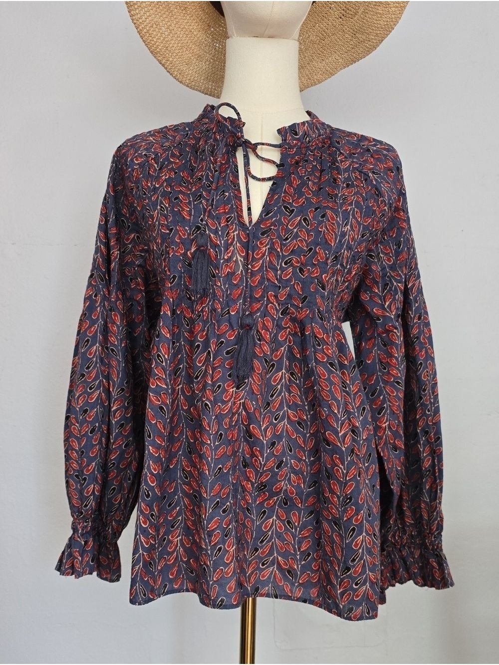 VELVET Graham & Spencer Jayla Peasant Blouse Top Size M